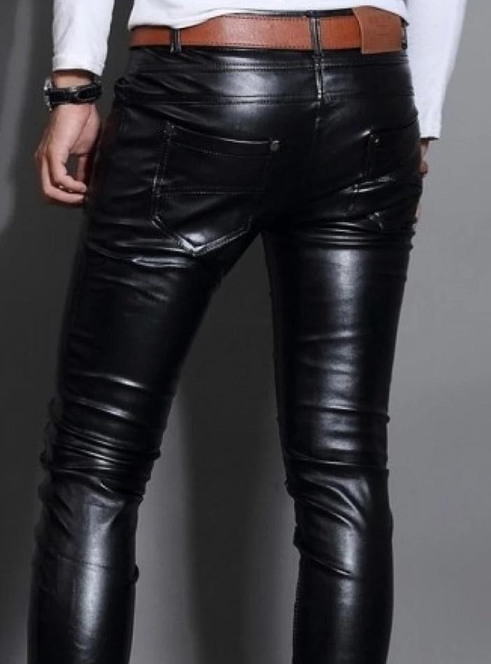 Skin Tight Black Leather Motorcycle Pants for Men - AMSEL LEATHERS