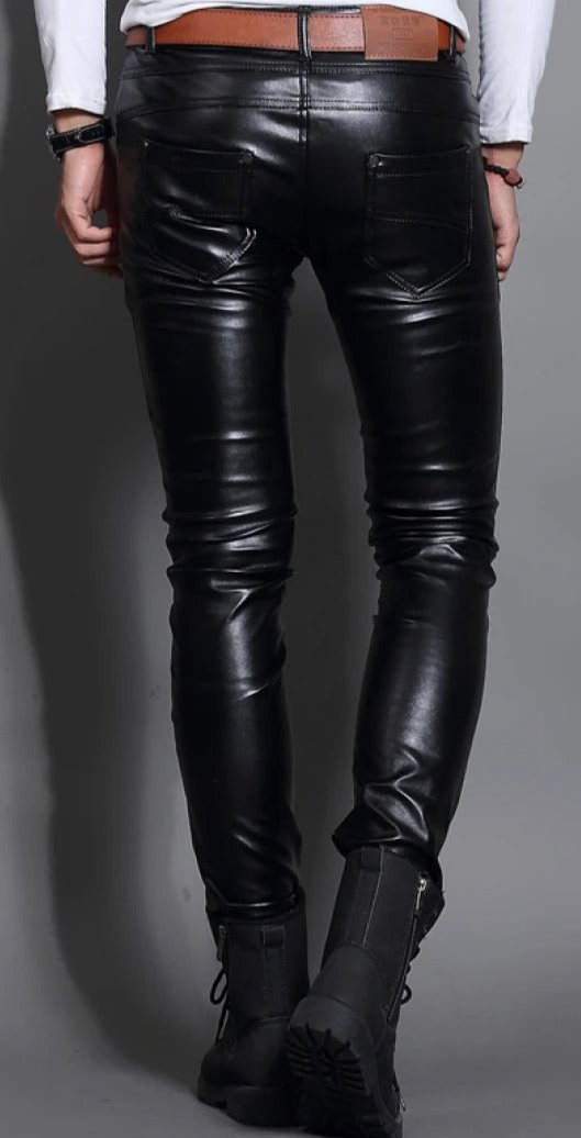 Skin Tight Black Leather Motorcycle Pants for Men - AMSEL LEATHERS