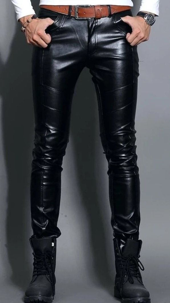 Skin Tight Black Leather Motorcycle Pants for Men - AMSEL LEATHERS