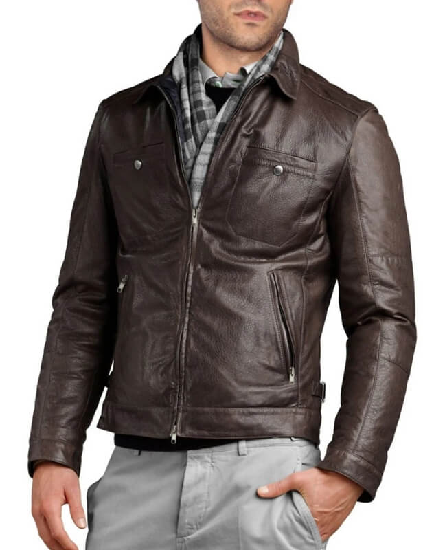 Soft Stylish Men's Genuine Lambskin Dark Brown Leather Jacket - AMSEL LEATHERS