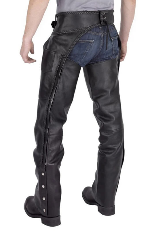 Stylish Braided Motorcycle Leather Chaps for Men - AMSEL LEATHERS