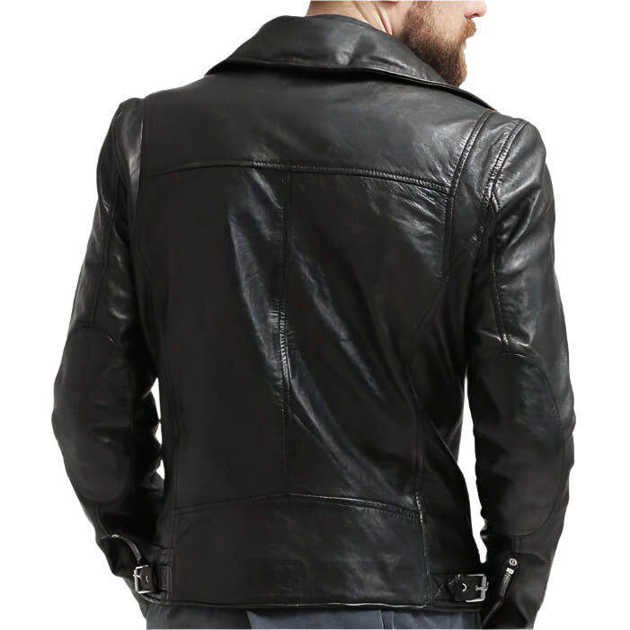 Stylish Hot Black Leather Motorcycle Jacket - AMSEL LEATHERS