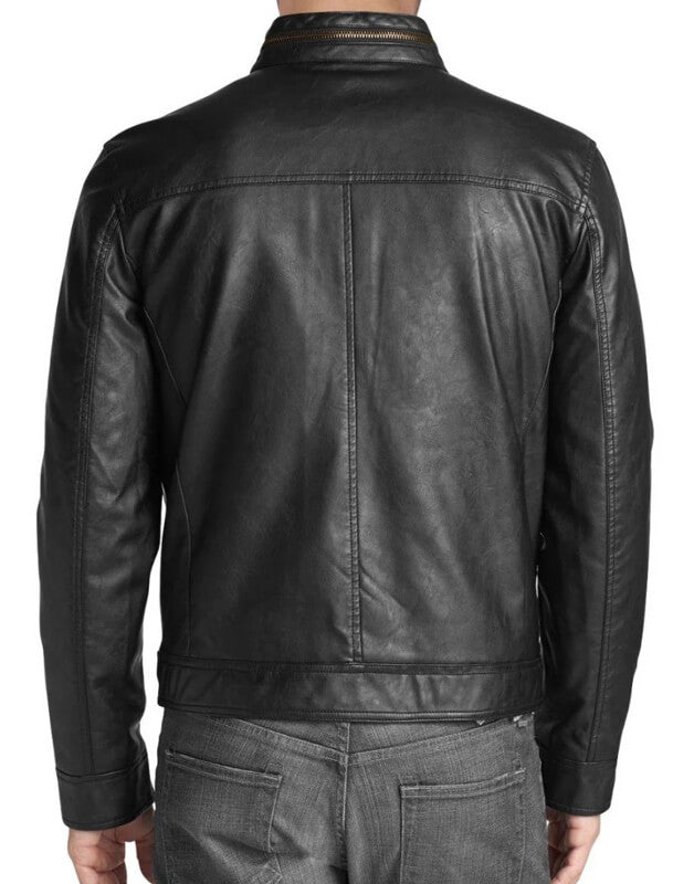 Stylish Men's Black Leather Biker Jacket - AMSEL LEATHERS