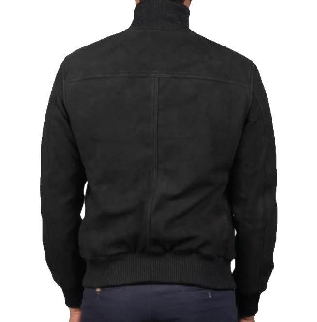 Men Black Suede Leather Bomber Jacket - AMSEL LEATHERS