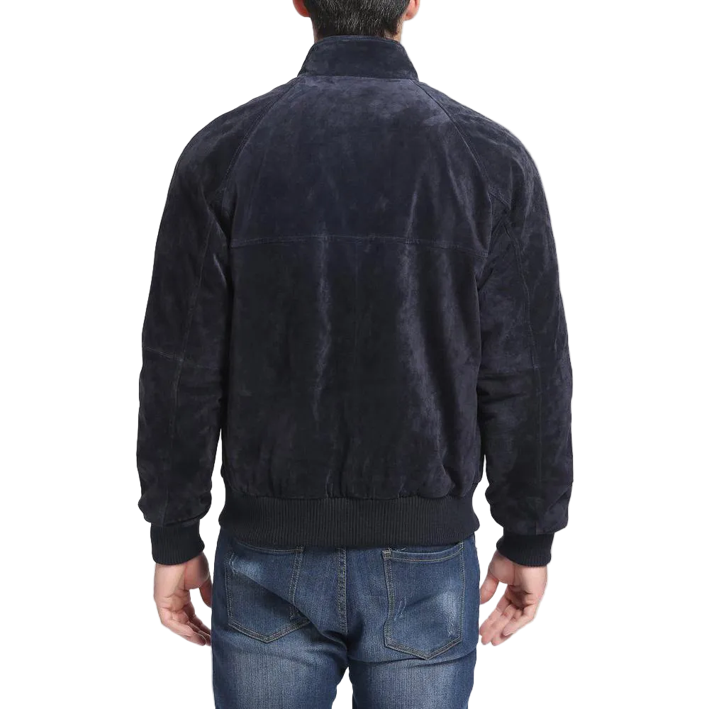 men's navy blue lambskin suede jacket soren styling view