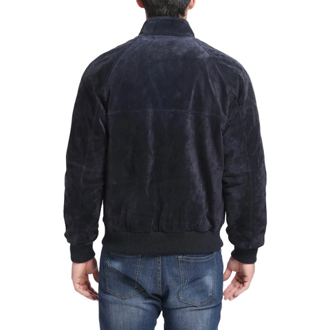 men's navy blue lambskin suede jacket soren styling view