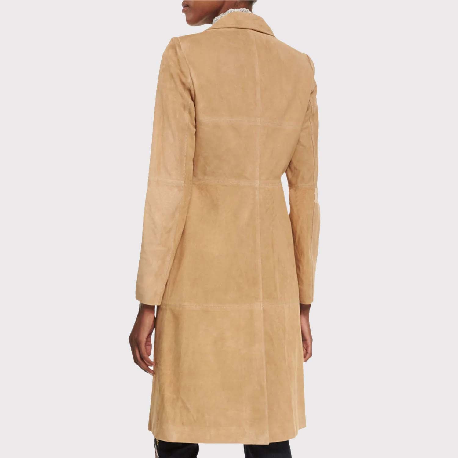 Women's Suede Mid-Length Coat - AMSEL LEATHERS