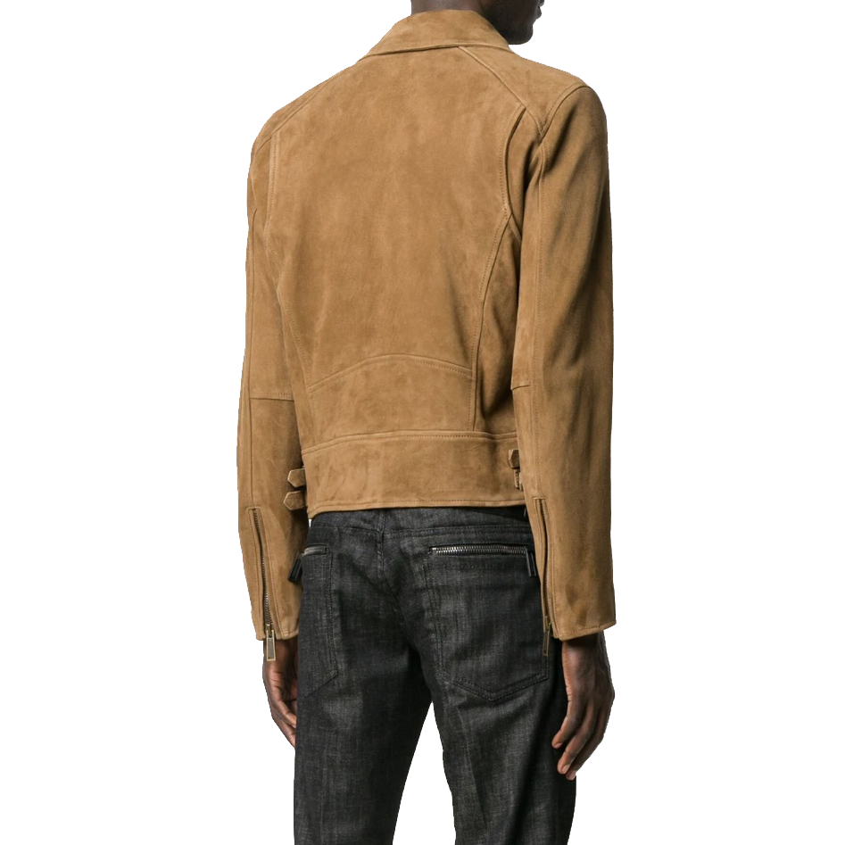 Tan Brown Suede Biker Jacket Men's - AMSEL LEATHERS