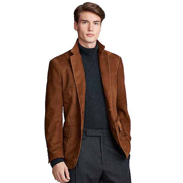 Tan Brown Suede Leather Blazer Men's - AMSEL LEATHERS