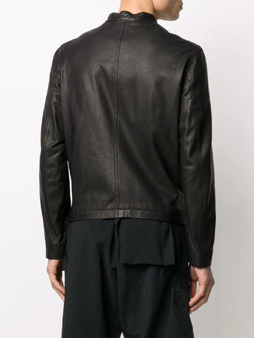 men’s black cowhide leather biker jacket additional product view