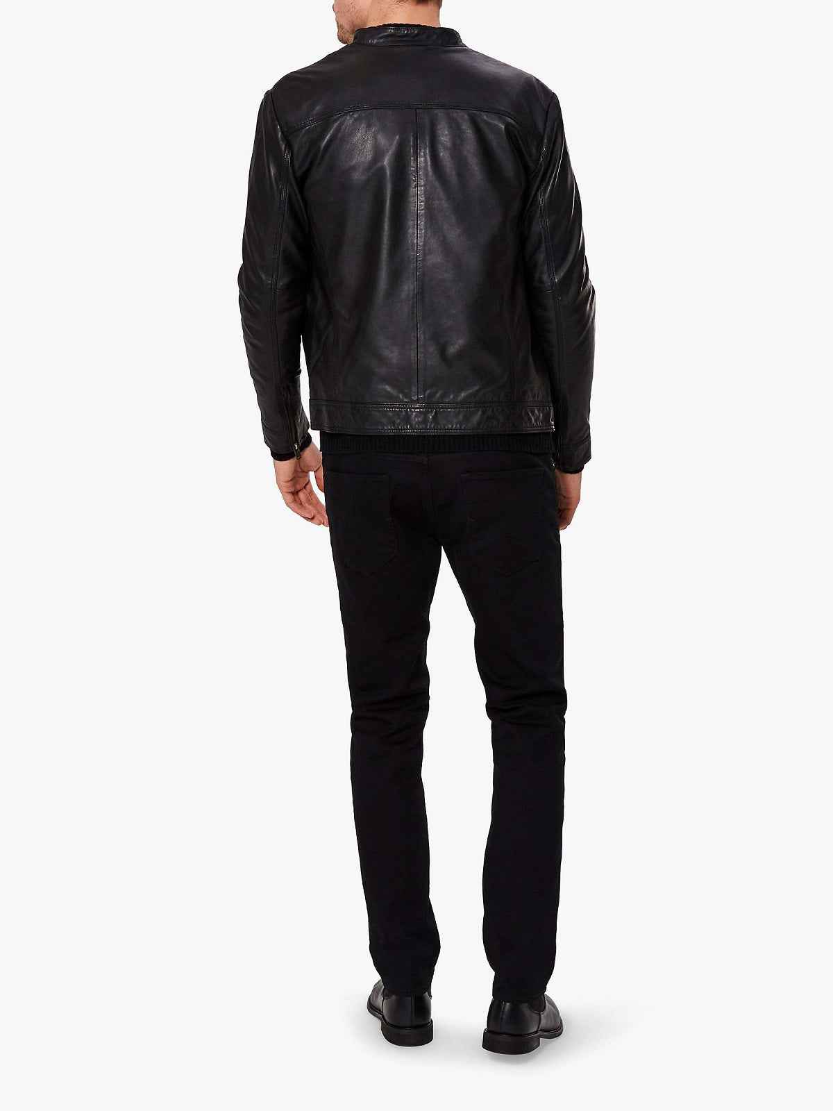 men’s black cowhide leather jacket additional product view