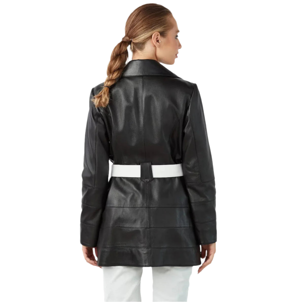 Vintage Black Leather Trench Coat for Women - AMSEL LEATHERS