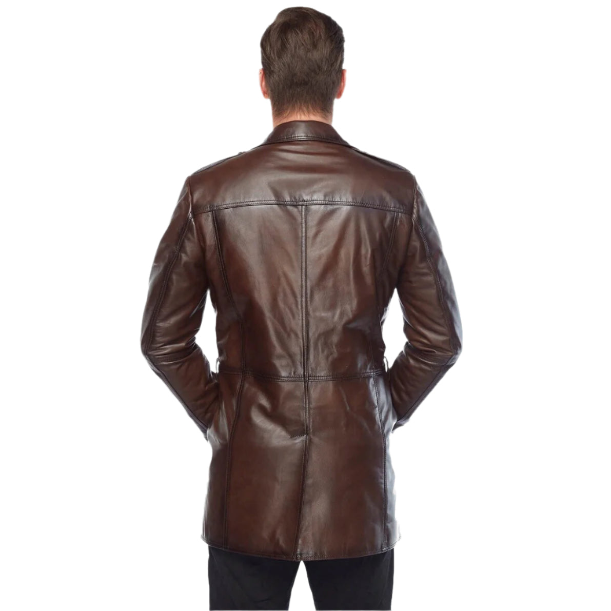 Vintage Brown Leather Trench Coat for Men - AMSEL LEATHERS