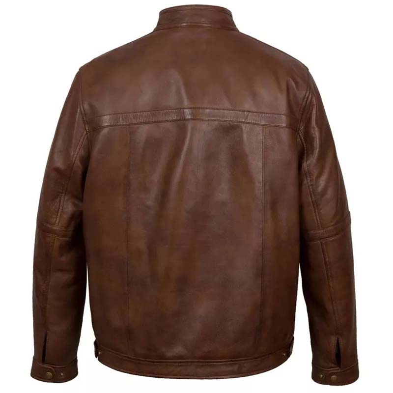 Men’s Vintage Cafe Racer Distressed Brown Leather Jacket - AMSEL LEATHERS