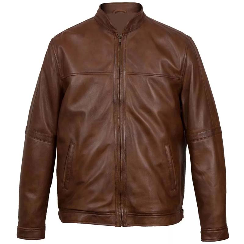 Men’s Vintage Cafe Racer Distressed Brown Leather Jacket - AMSEL LEATHERS