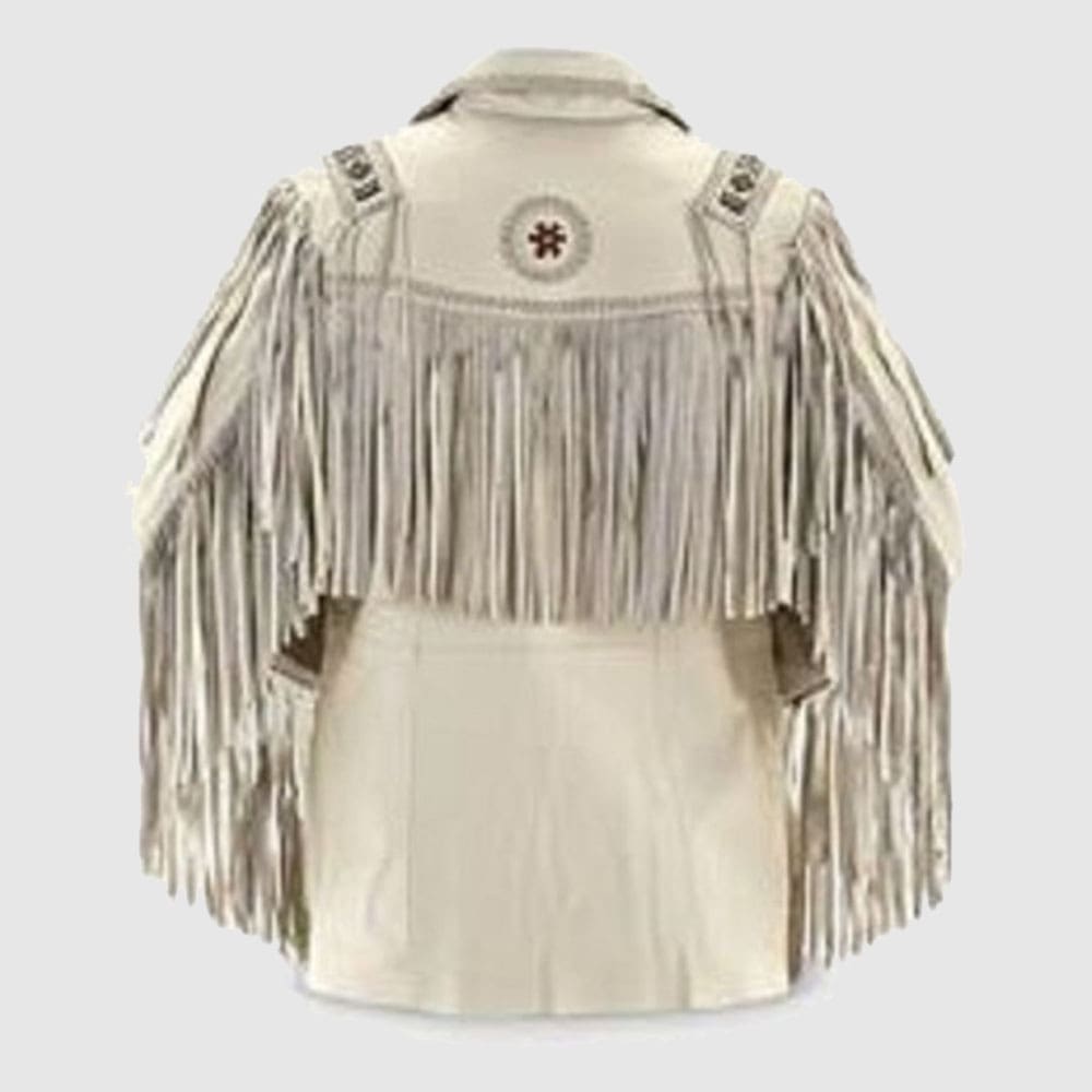 Western Men Cowboy White Suede Leather Jacket - AMSEL LEATHERS