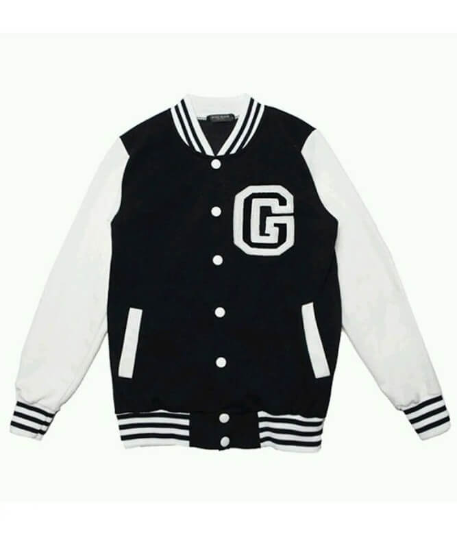 White and Navy Blue G Letterman Jacket - AMSEL LEATHERS