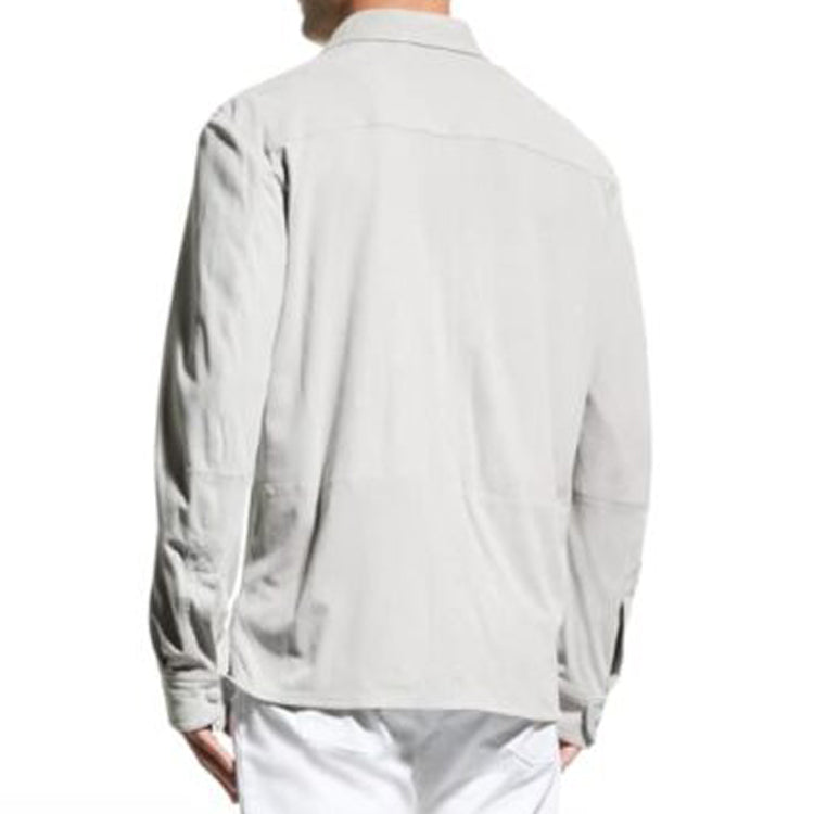 White Suede Genuine Leather Shirt Men's - AMSEL LEATHERS