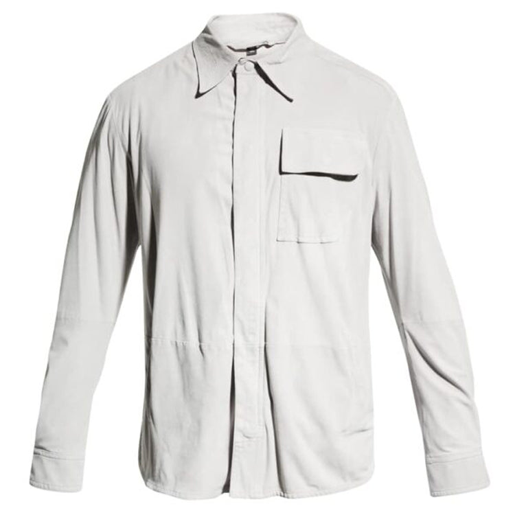 White Suede Genuine Leather Shirt Men's - AMSEL LEATHERS