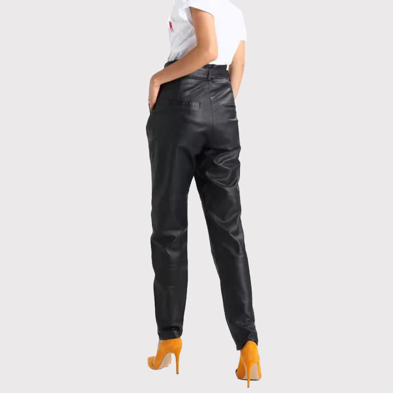 Genuine Black Leather Pants for Women - AMSEL LEATHERS