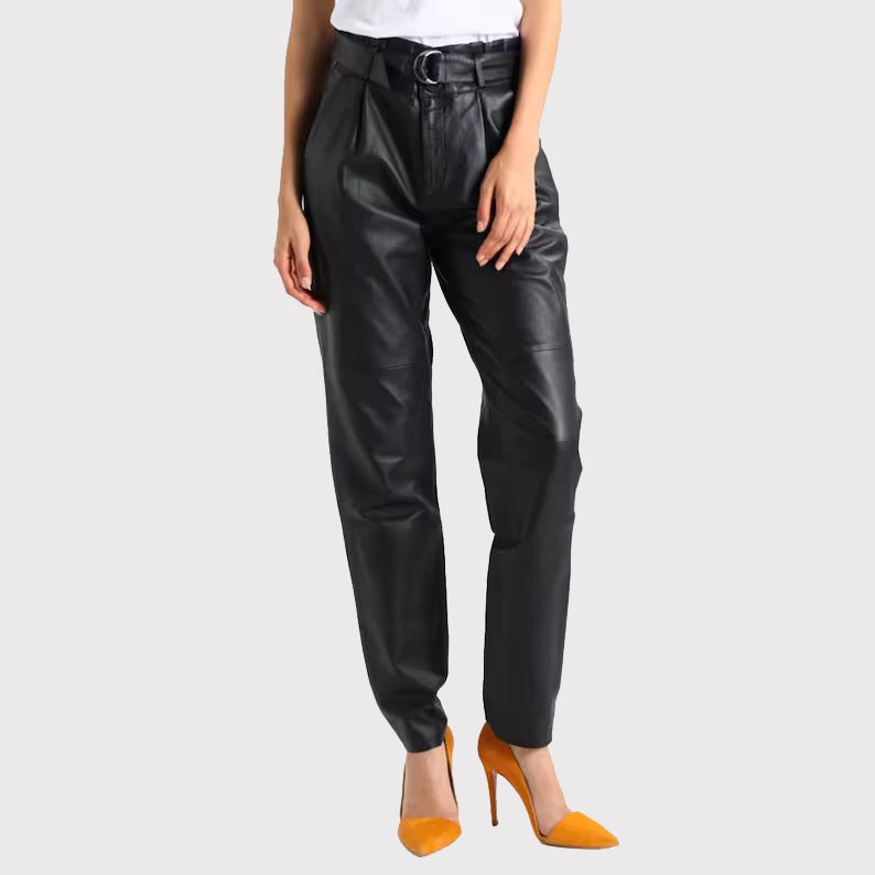 Genuine Black Leather Pants for Women - AMSEL LEATHERS