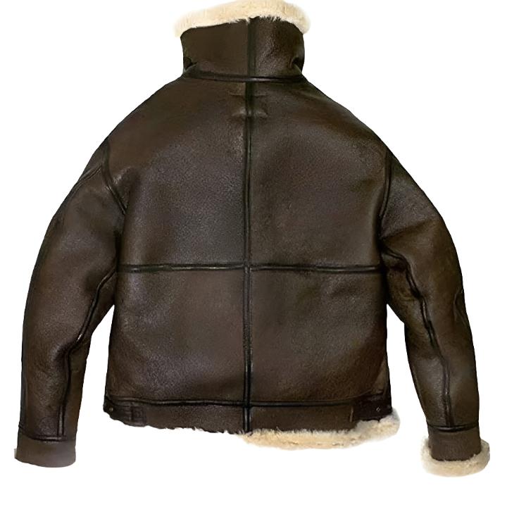 Women Brown Aviator Fur Shearling Leather Jacket - AMSEL LEATHERS