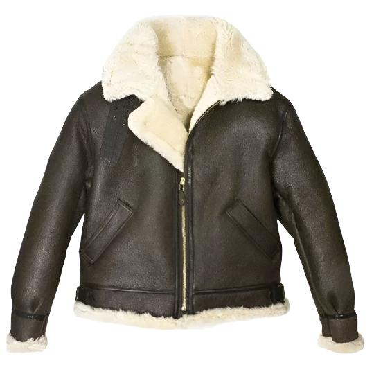 Women Brown Aviator Fur Shearling Leather Jacket - AMSEL LEATHERS