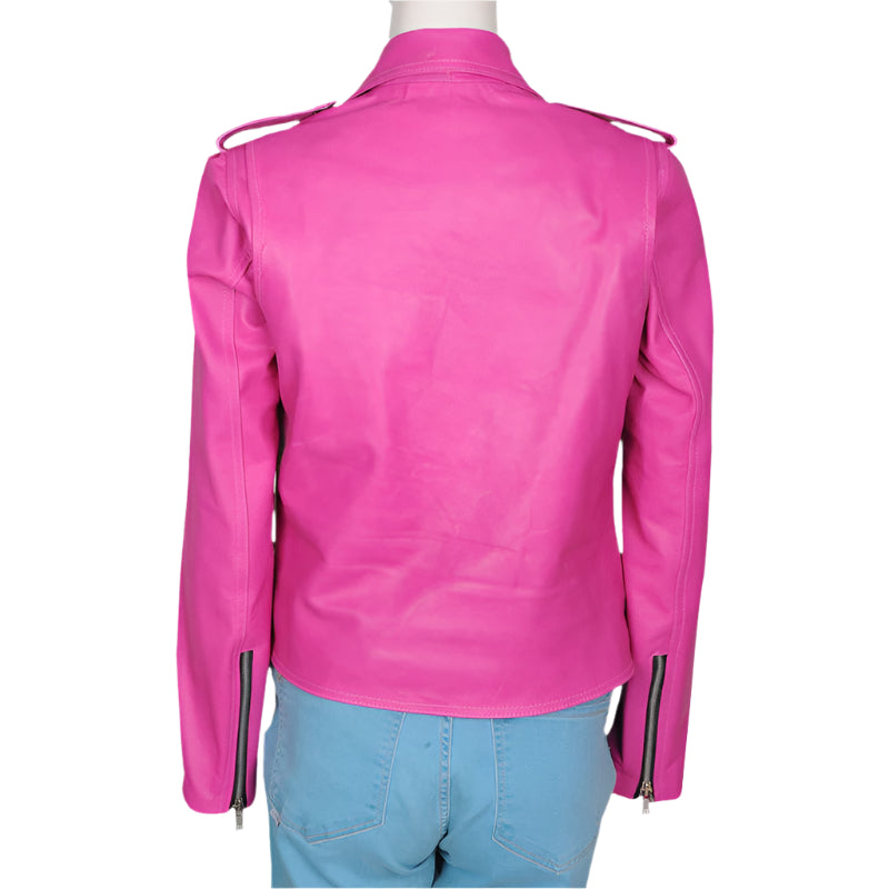 Women's Pink Leather Jacket - Chic and Vibrant Elegance - AMSEL LEATHERS