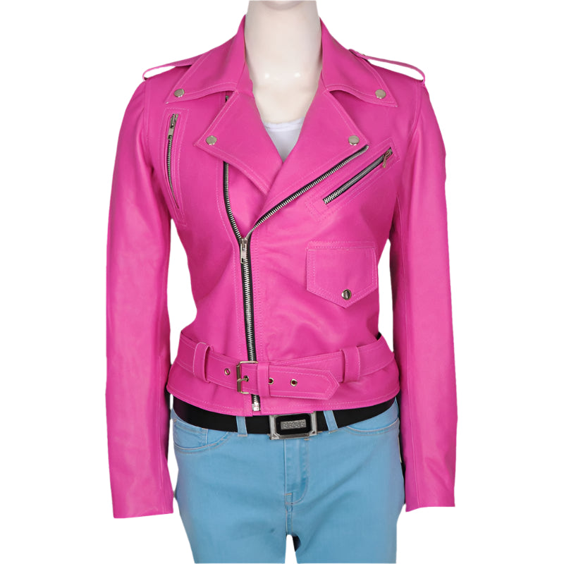 Women's Pink Leather Jacket - Chic and Vibrant Elegance - AMSEL LEATHERS