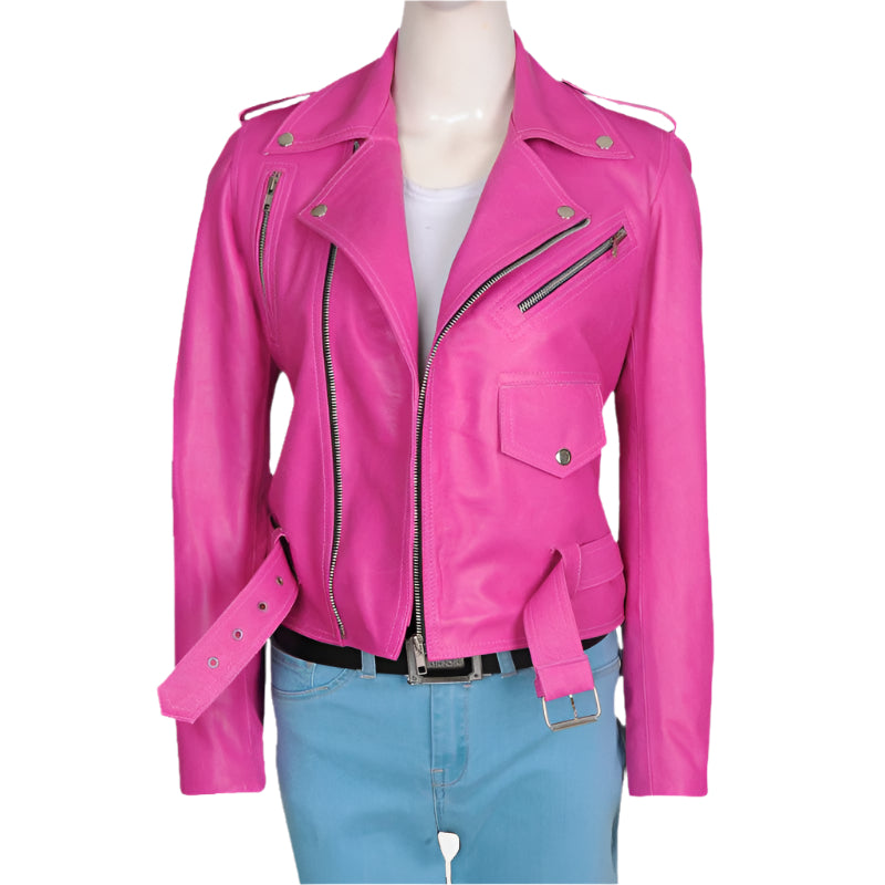 Women's Pink Leather Jacket - Chic and Vibrant Elegance - AMSEL LEATHERS