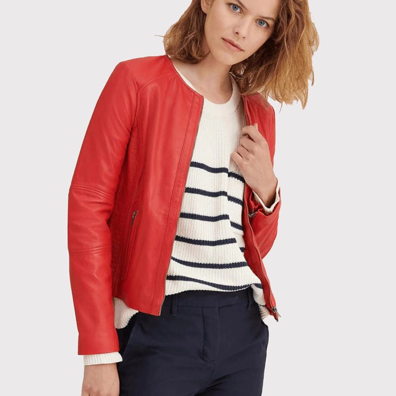 Stylish Red Leather Jacket for Women - Shop Now! - AMSEL LEATHERS