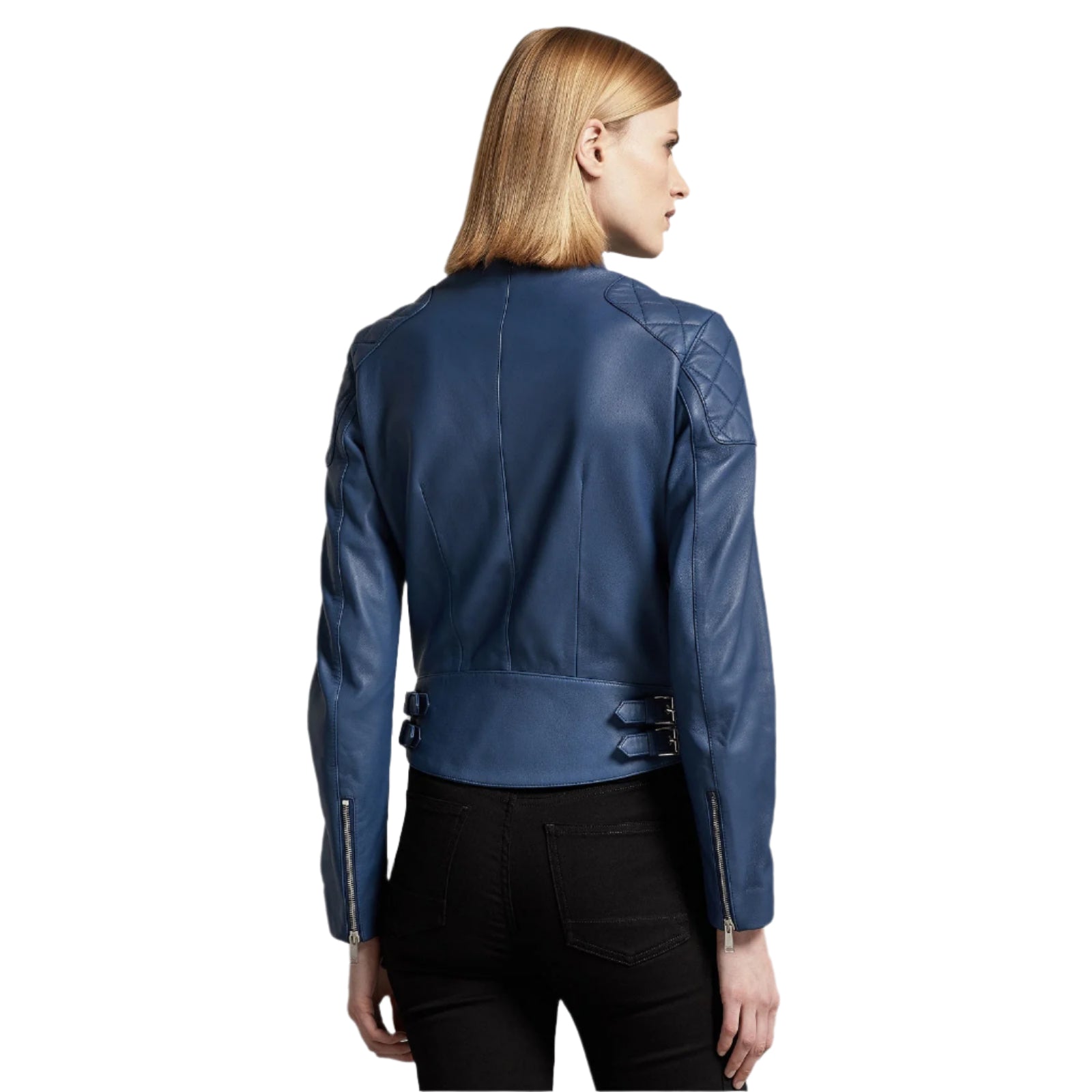 Women Royal Blue Leather Jacket - AMSEL LEATHERS