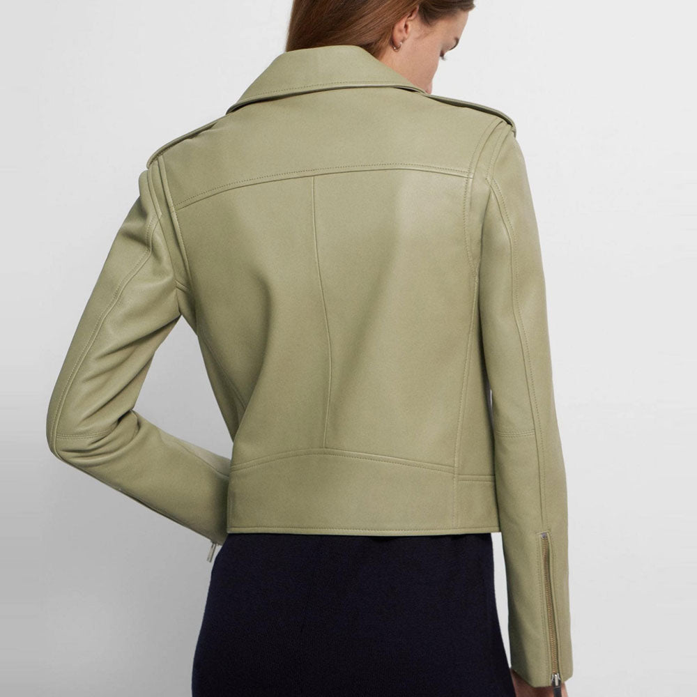 women's sheepskin leather biker jacket