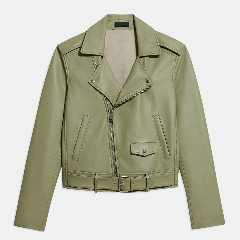 women's sheepskin leather biker jacket