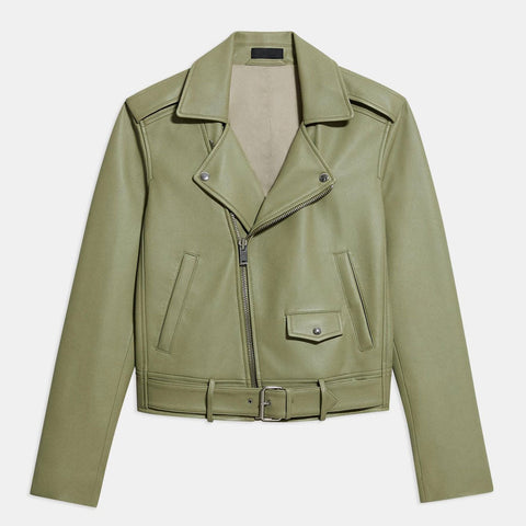women's sheepskin leather biker jacket
