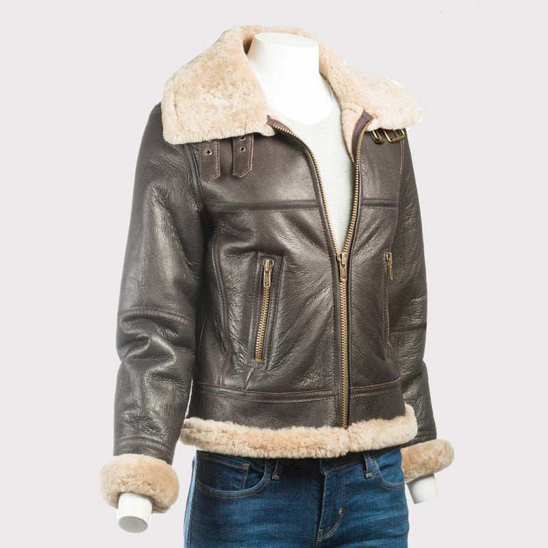 Women's B3 Bomber Sheepskin Jacket - AMSEL LEATHERS