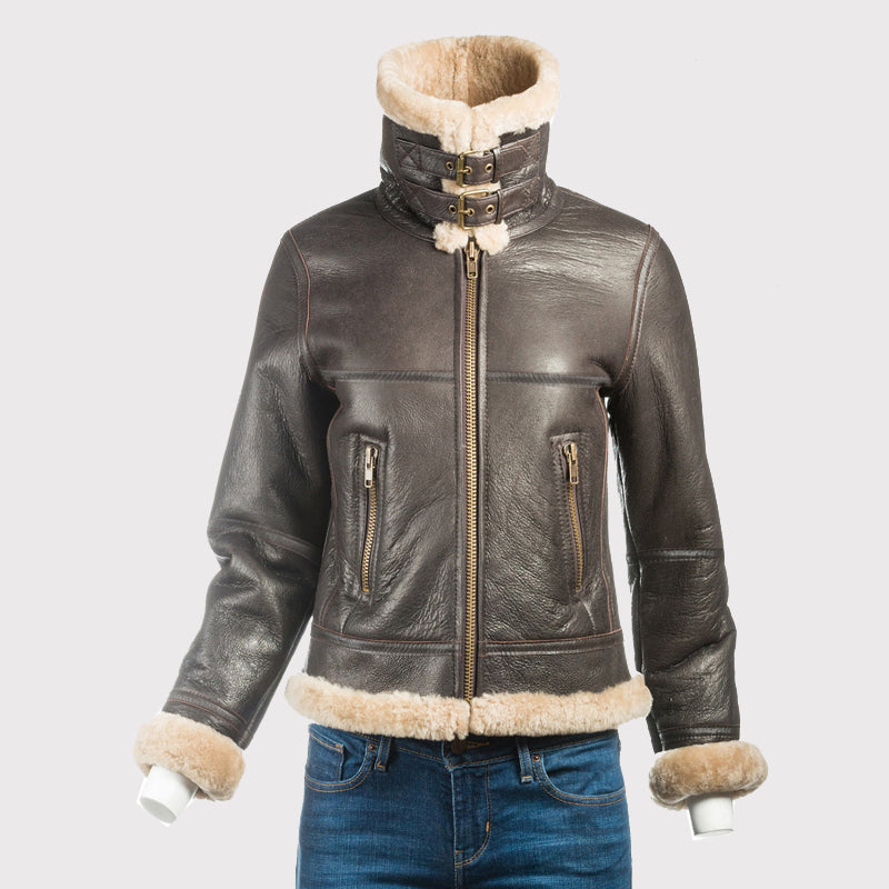 Women's B3 Bomber Sheepskin Jacket - AMSEL LEATHERS