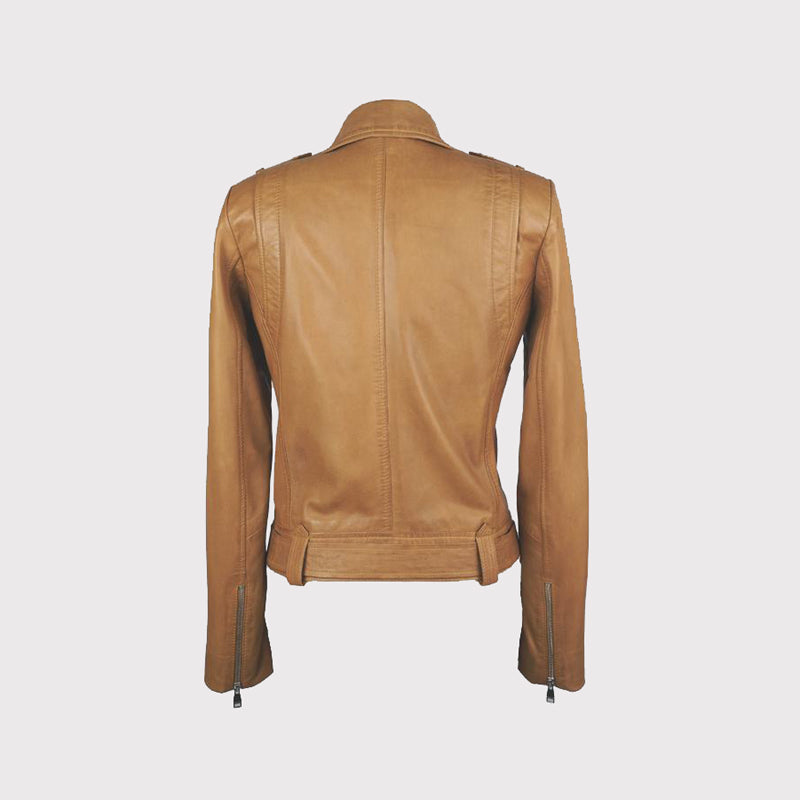 Women's Beautiful Camel-Colored Leather Jacket - AMSEL LEATHERS