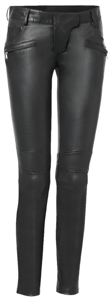 Women's Black Lambskin Leather Pants - AMSEL LEATHERS