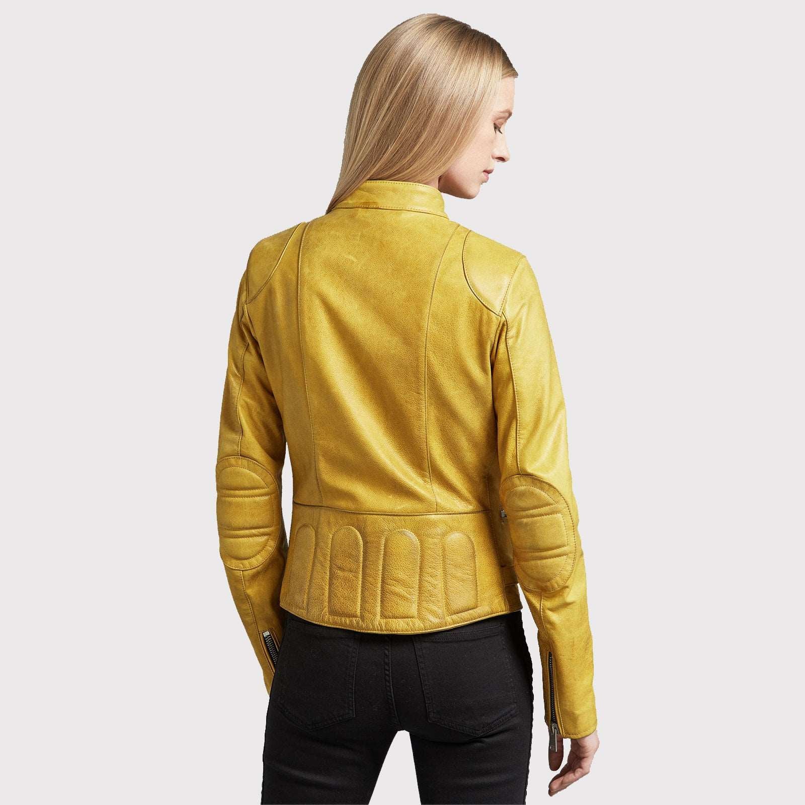 Bright Yellow Women's Leather Jacket - AMSEL LEATHERS