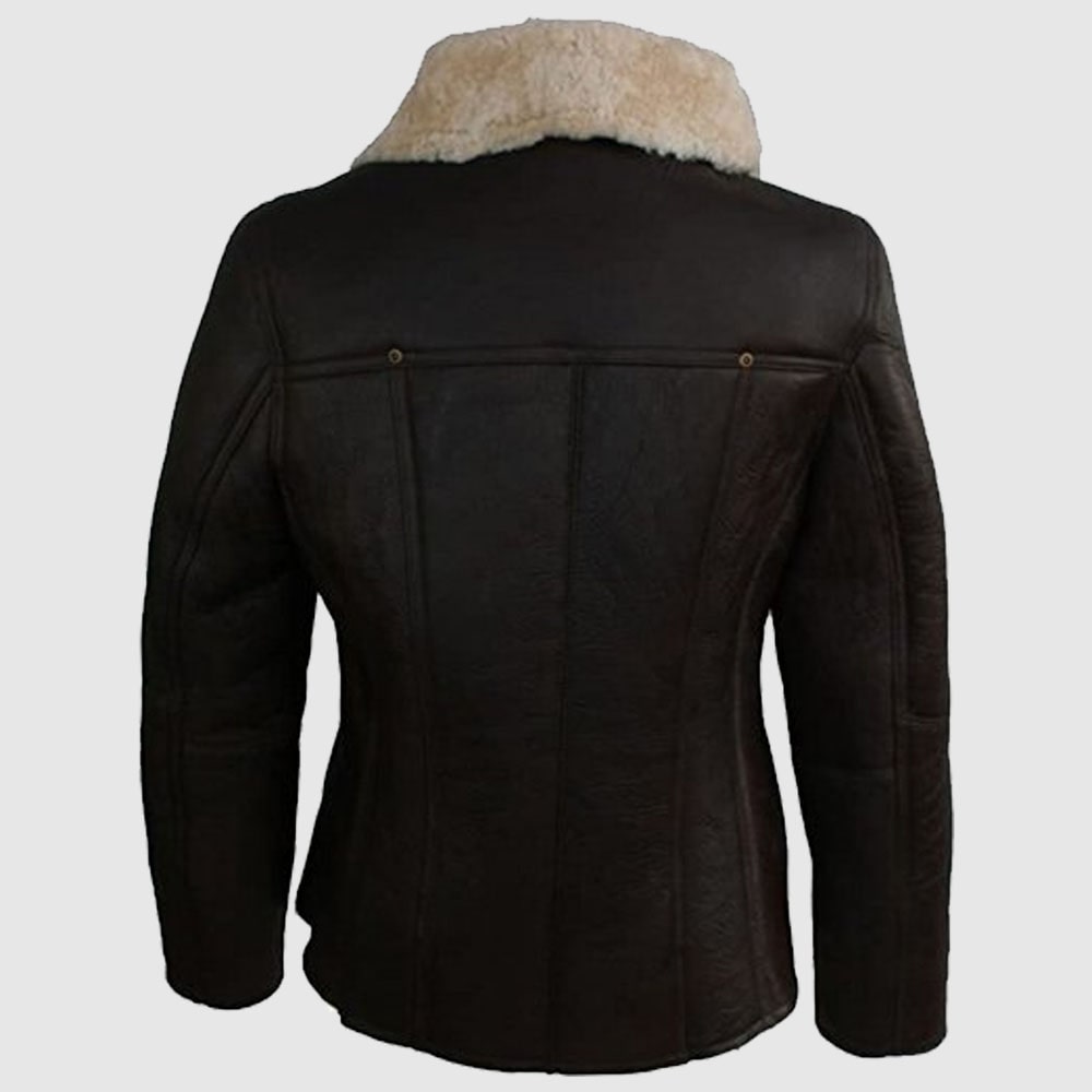 Women's Celene Aviator Sheepskin Leather Coat - AMSEL LEATHERS