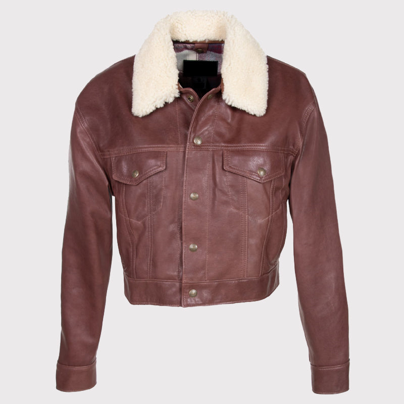 Women's Chestnut Brown Shearling Jacket - AMSEL LEATHERS