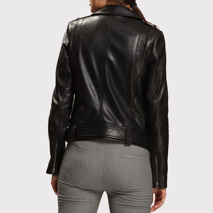 Women's Cool and Classic Black Biker Leather Jacket - AMSEL LEATHERS