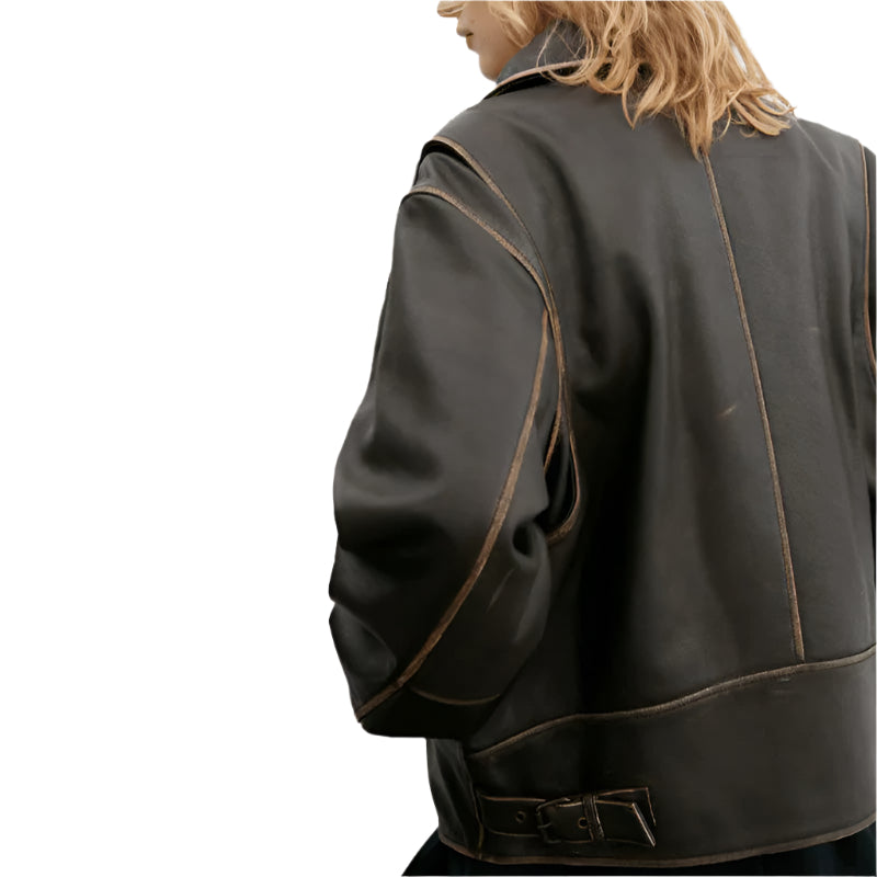 Women's Dark Brown Distressed Vintage Leather Jacket - AMSEL LEATHERS