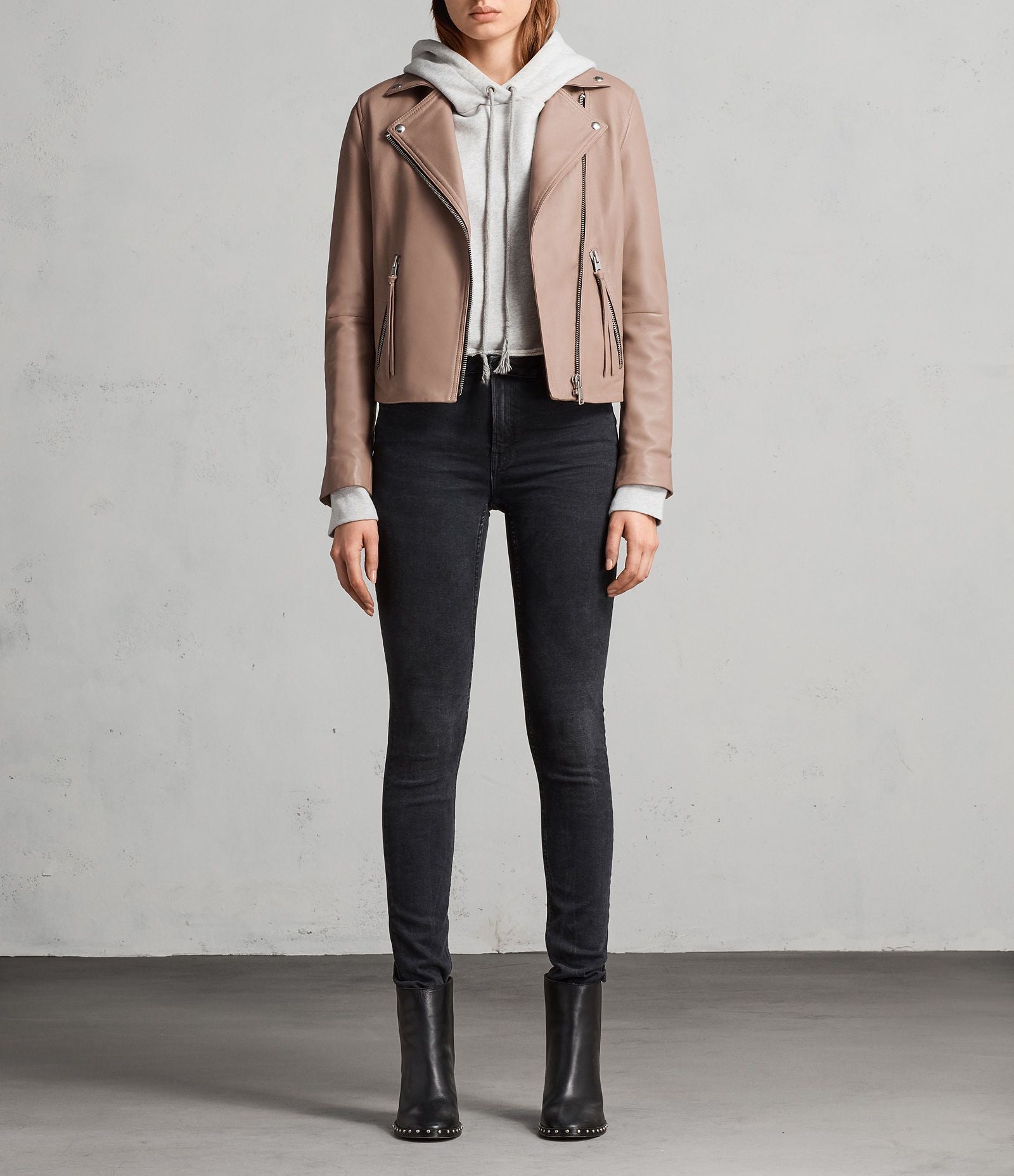 • beige leather texture detail womens jacket
