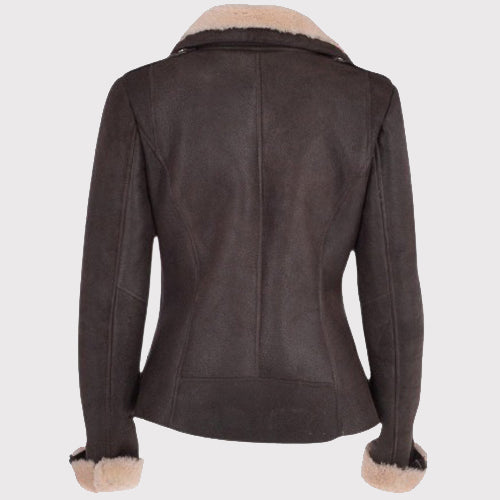 Women's Luxury Aviator Shearling Bomber Jacket - AMSEL LEATHERS