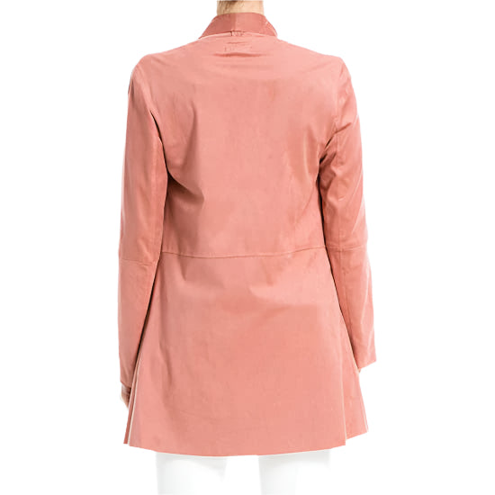 Women's Pink Suede Leather Long Jacket - AMSEL LEATHERS