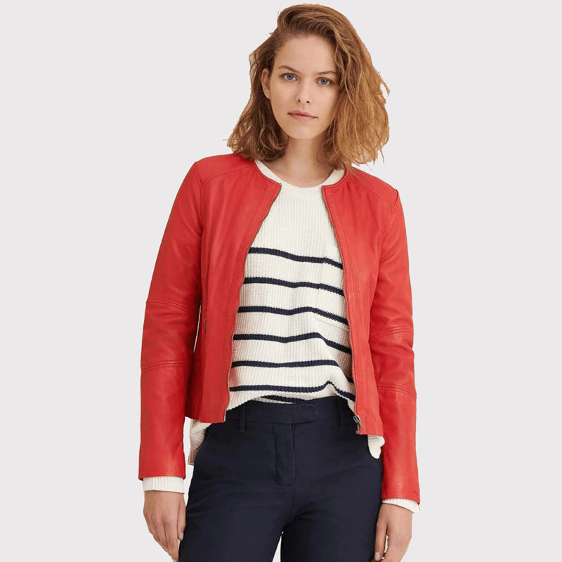 Stylish Red Leather Jacket for Women - Shop Now! - AMSEL LEATHERS