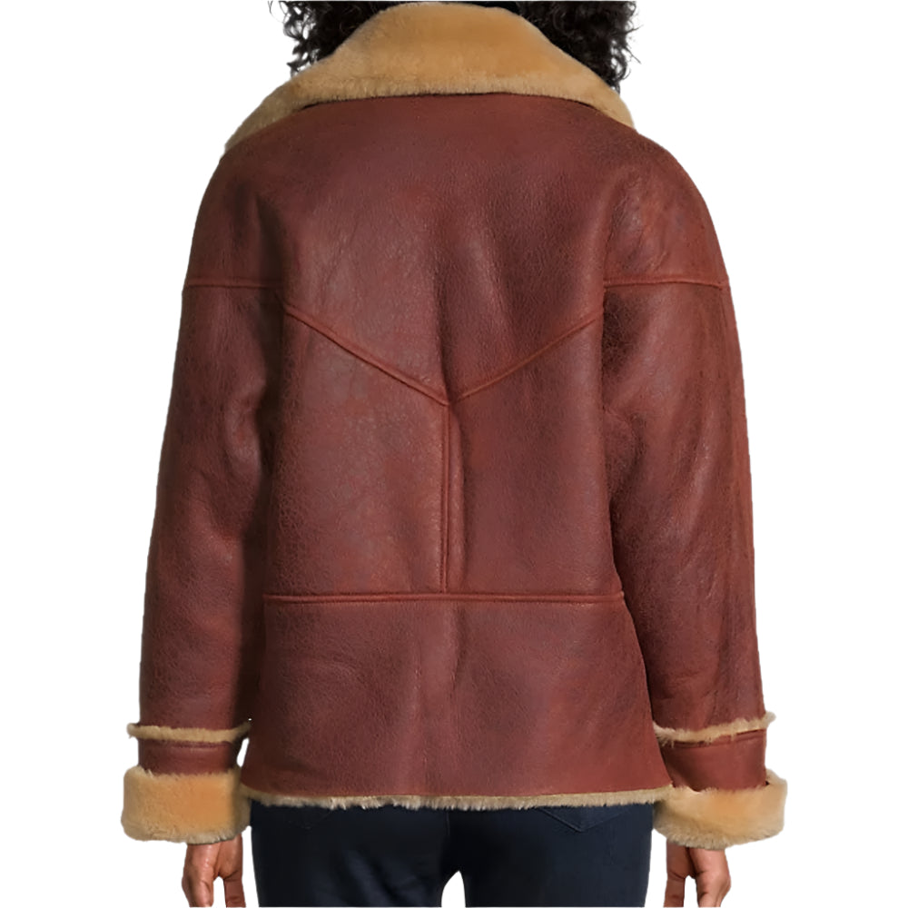 Luxury Style Sandro Shearling Moto Jacket for Women - AMSEL LEATHERS