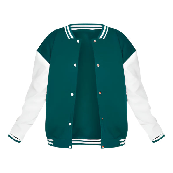 Women's Sea Green Varsity Leather Bomber Jacket - AMSEL LEATHERS